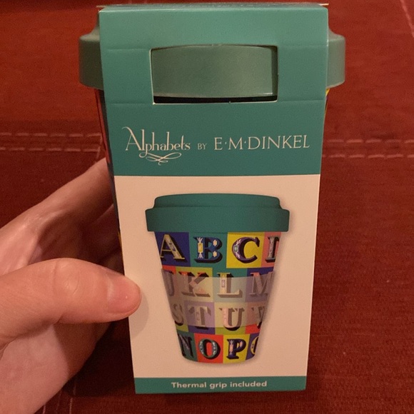 🆕KINGFISHER: Bamboo Travel Mug – Alphabets Design by E.M.Dinkel 14 oz - Picture 2 of 5